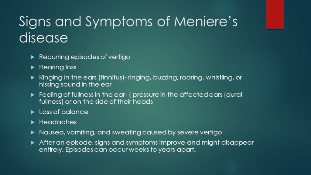 Signs of Menieres Disease
